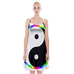 Rainbow Around Yinyang Spaghetti Strap Velvet Dress by Nexatart