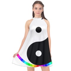 Rainbow Around Yinyang Halter Neckline Chiffon Dress  by Nexatart