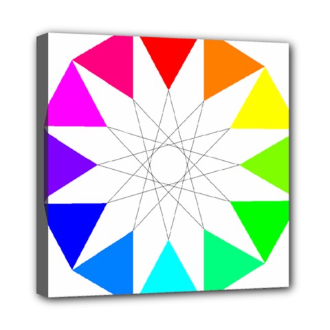 Rainbow Dodecagon And Black Dodecagram Mini Canvas 8  X 8  by Nexatart