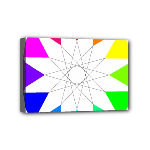 Rainbow Dodecagon And Black Dodecagram Mini Canvas 6  X 4  by Nexatart