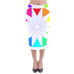 Rainbow Dodecagon And Black Dodecagram Velvet Midi Pencil Skirt by Nexatart