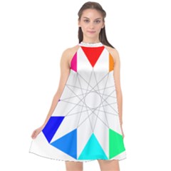 Rainbow Dodecagon And Black Dodecagram Halter Neckline Chiffon Dress  by Nexatart