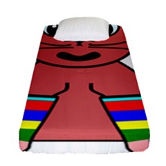 Cartoon Cat In Rainbow Socks Fitted Sheet (single Size) by Nexatart