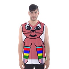 Cartoon Cat In Rainbow Socks Men s Basketball Tank Top by Nexatart