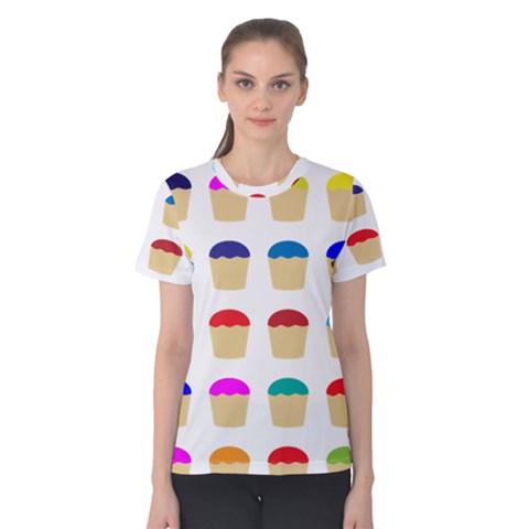 Colorful Cupcakes Pattern Women s Cotton Tee by Nexatart