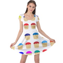 Colorful Cupcakes Pattern Cap Sleeve Dresses by Nexatart