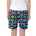 Rainbow Flower Of Life In Black Circle Women s Basketball Shorts View2