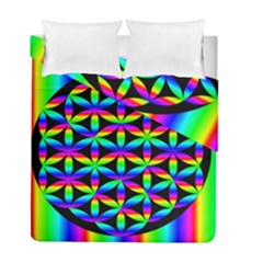 Rainbow Flower Of Life In Black Circle Duvet Cover Double Side (full/ Double Size) by Nexatart