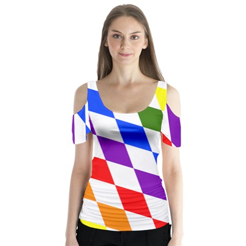 Rainbow Flag Bavaria Butterfly Sleeve Cutout Tee  by Nexatart