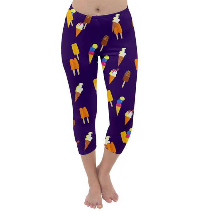 Seamless Ice Cream Pattern Capri Winter Leggings 