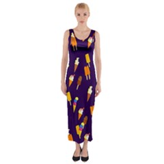 Seamless Ice Cream Pattern Fitted Maxi Dress