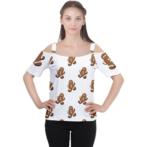 Gingerbread Seamless Pattern Women s Cutout Shoulder Tee by Nexatart