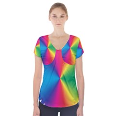 Rainbow Seal Re Imagined Short Sleeve Front Detail Top by Nexatart