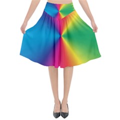 Rainbow Seal Re Imagined Flared Midi Skirt by Nexatart