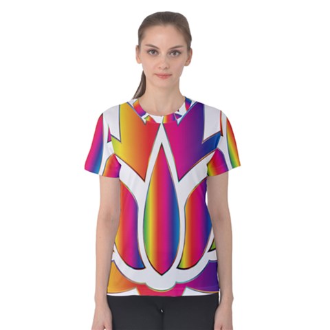 Rainbow Lotus Flower Silhouette Women s Cotton Tee by Nexatart