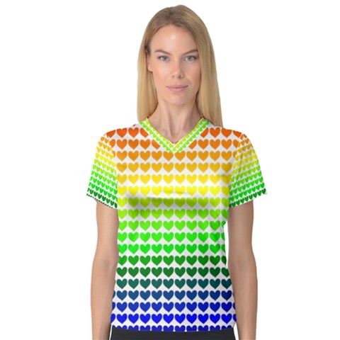 Rainbow Love Women s V-neck Sport Mesh Tee by Nexatart