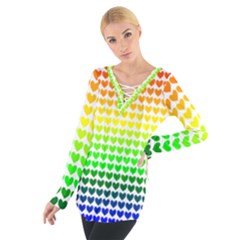 Rainbow Love Women s Tie Up Tee by Nexatart