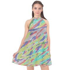 Crayon Texture Halter Neckline Chiffon Dress  by Nexatart