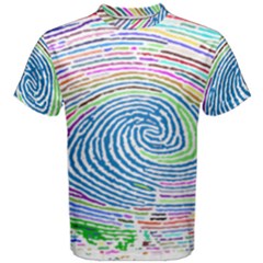 Prismatic Fingerprint Men s Cotton Tee by Nexatart