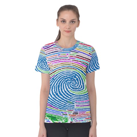 Prismatic Fingerprint Women s Cotton Tee by Nexatart