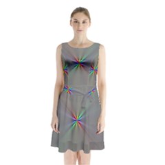 Square Rainbow Sleeveless Waist Tie Chiffon Dress by Nexatart