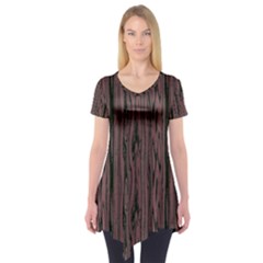 Grain Woody Texture Seamless Pattern Short Sleeve Tunic  by Nexatart