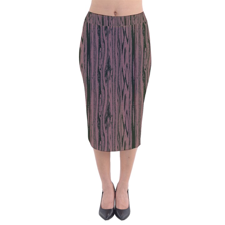 Grain Woody Texture Seamless Pattern Velvet Midi Pencil Skirt