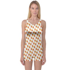 Candy Corn Seamless Pattern One Piece Boyleg Swimsuit by Nexatart