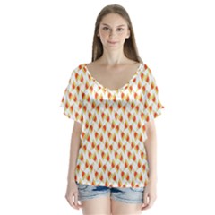 Candy Corn Seamless Pattern Flutter Sleeve Top by Nexatart