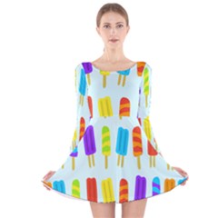 Popsicle Pattern Long Sleeve Velvet Skater Dress by Nexatart