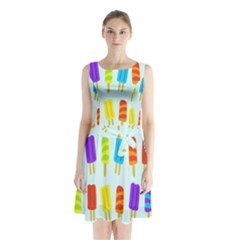 Popsicle Pattern Sleeveless Waist Tie Chiffon Dress by Nexatart