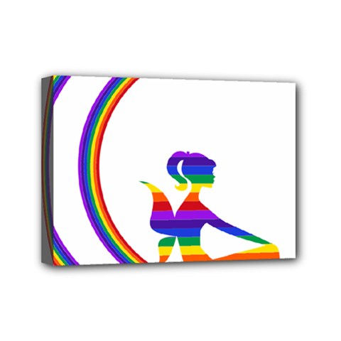 Rainbow Fairy Relaxing On The Rainbow Crescent Moon Mini Canvas 7  X 5  by Nexatart