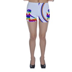 Rainbow Fairy Relaxing On The Rainbow Crescent Moon Skinny Shorts by Nexatart