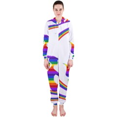 Rainbow Fairy Relaxing On The Rainbow Crescent Moon Hooded Jumpsuit (ladies) 