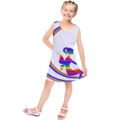 Rainbow Fairy Relaxing On The Rainbow Crescent Moon Kids  Tunic Dress by Nexatart