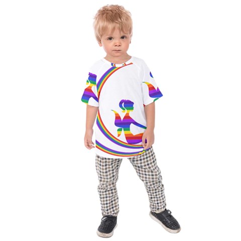 Rainbow Fairy Relaxing On The Rainbow Crescent Moon Kids  Raglan Tee by Nexatart