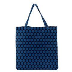 Blue Dark Navy Cobalt Royal Tardis Honeycomb Hexagon Grocery Tote Bag by Mariart