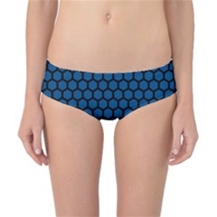 Blue Dark Navy Cobalt Royal Tardis Honeycomb Hexagon Classic Bikini Bottoms by Mariart