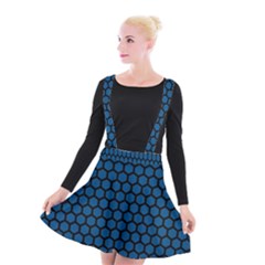 Blue Dark Navy Cobalt Royal Tardis Honeycomb Hexagon Suspender Skater Skirt by Mariart