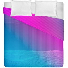 With Wireframe Terrain Modeling Fabric Wave Chevron Waves Pink Blue Duvet Cover Double Side (king Size)