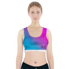 With Wireframe Terrain Modeling Fabric Wave Chevron Waves Pink Blue Sports Bra With Pocket