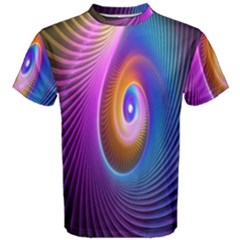 Abstract Fractal Bright Hole Wave Chevron Gold Purple Blue Green Men s Cotton Tee by Mariart