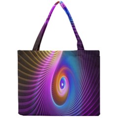 Abstract Fractal Bright Hole Wave Chevron Gold Purple Blue Green Mini Tote Bag by Mariart