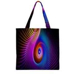 Abstract Fractal Bright Hole Wave Chevron Gold Purple Blue Green Zipper Grocery Tote Bag by Mariart