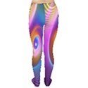 Abstract Fractal Bright Hole Wave Chevron Gold Purple Blue Green Women s Tights View2