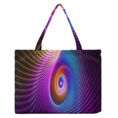 Abstract Fractal Bright Hole Wave Chevron Gold Purple Blue Green Medium Zipper Tote Bag by Mariart