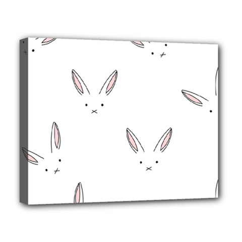 Bunny Line Rabbit Face Animals White Pink Deluxe Canvas 20  X 16   by Mariart