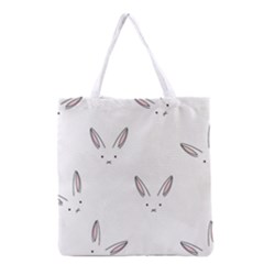 Bunny Line Rabbit Face Animals White Pink Grocery Tote Bag by Mariart