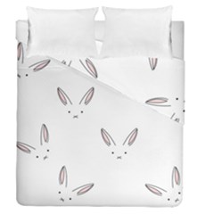 Bunny Line Rabbit Face Animals White Pink Duvet Cover Double Side (queen Size) by Mariart