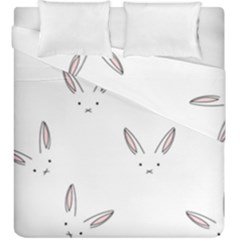 Bunny Line Rabbit Face Animals White Pink Duvet Cover Double Side (king Size) by Mariart